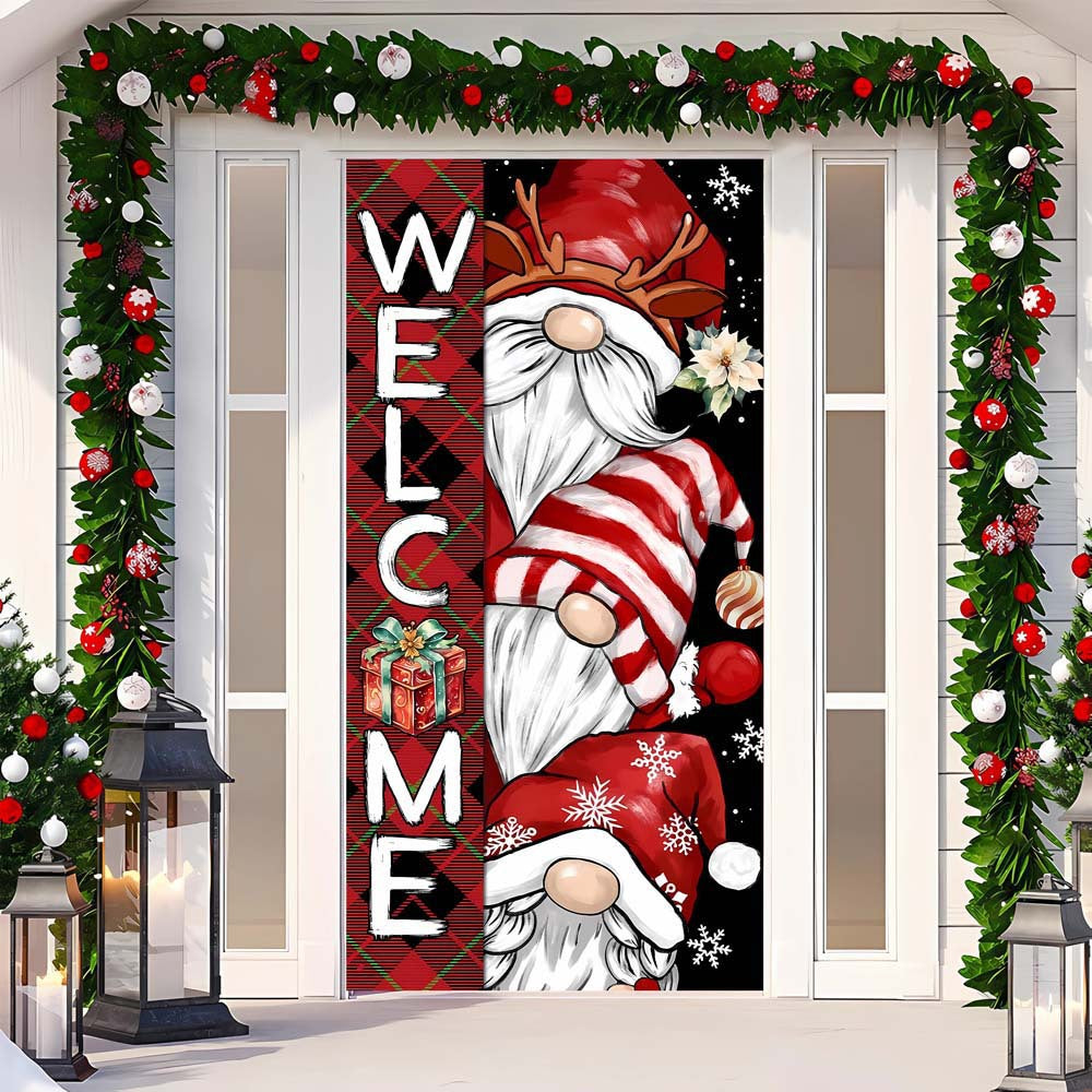 Festive hanging cloth decoration adding Christmas warmth to home entryway