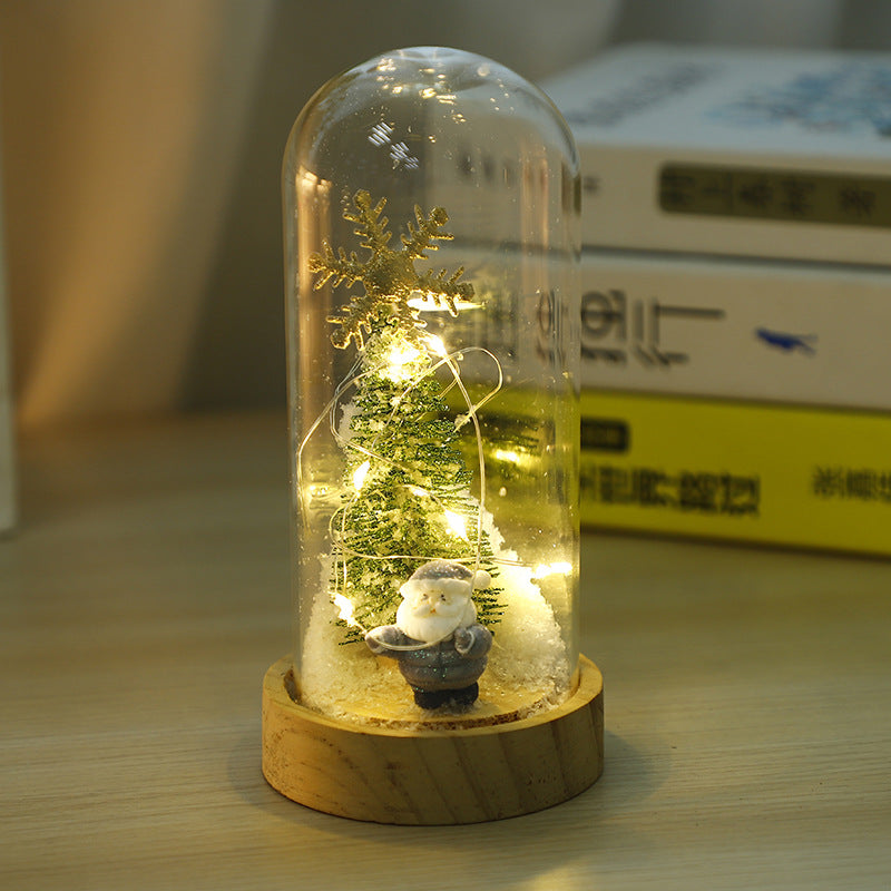 Mini Christmas tree glass cover with warm ambient glow for holiday decor Main image