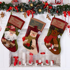 Charming snowman Christmas stocking with textured burlap material