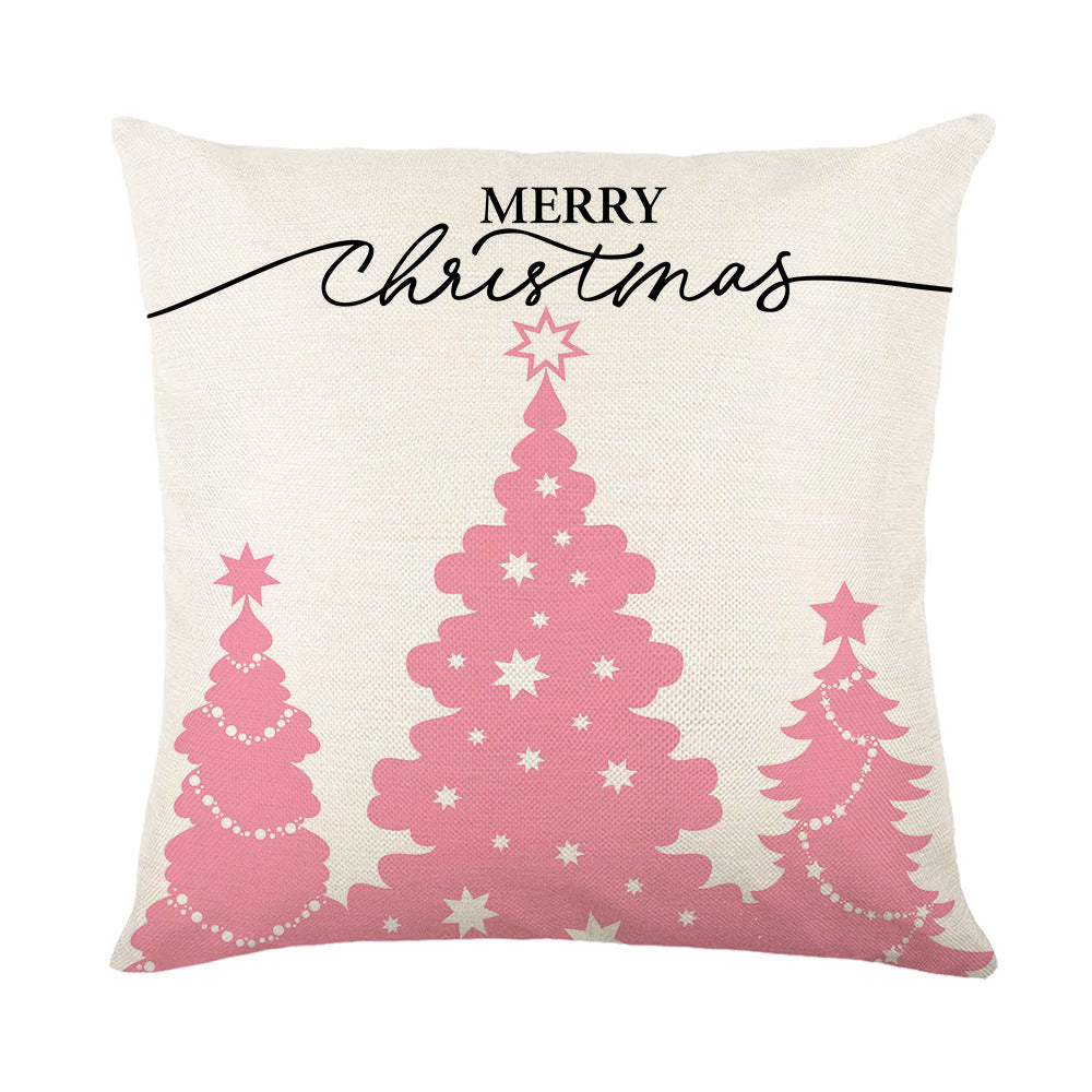 Polyester Christmas pillow cover showing cartoon anime letter pattern detail