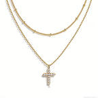 Cross Pendant Necklace Worn as Choker on Model