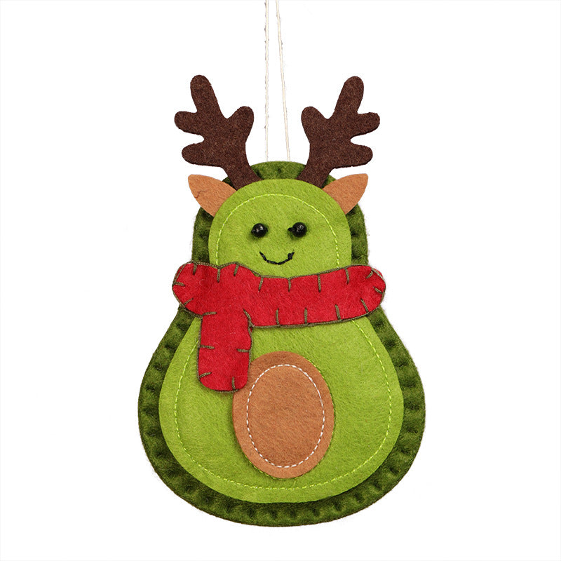 Stacked felt Christmas tree ornaments displaying front and back