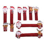 Christmas kitchen scene with decorated refrigerator and appliance handles