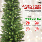 Green PVC pencil Christmas tree with full branches for holiday decorating