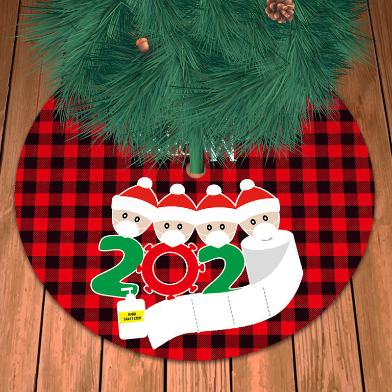 Holiday tree skirt with red and white plaid design