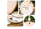 Set of painted wooden Christmas pendants in multiple holiday designs including elk, bear, and snowman