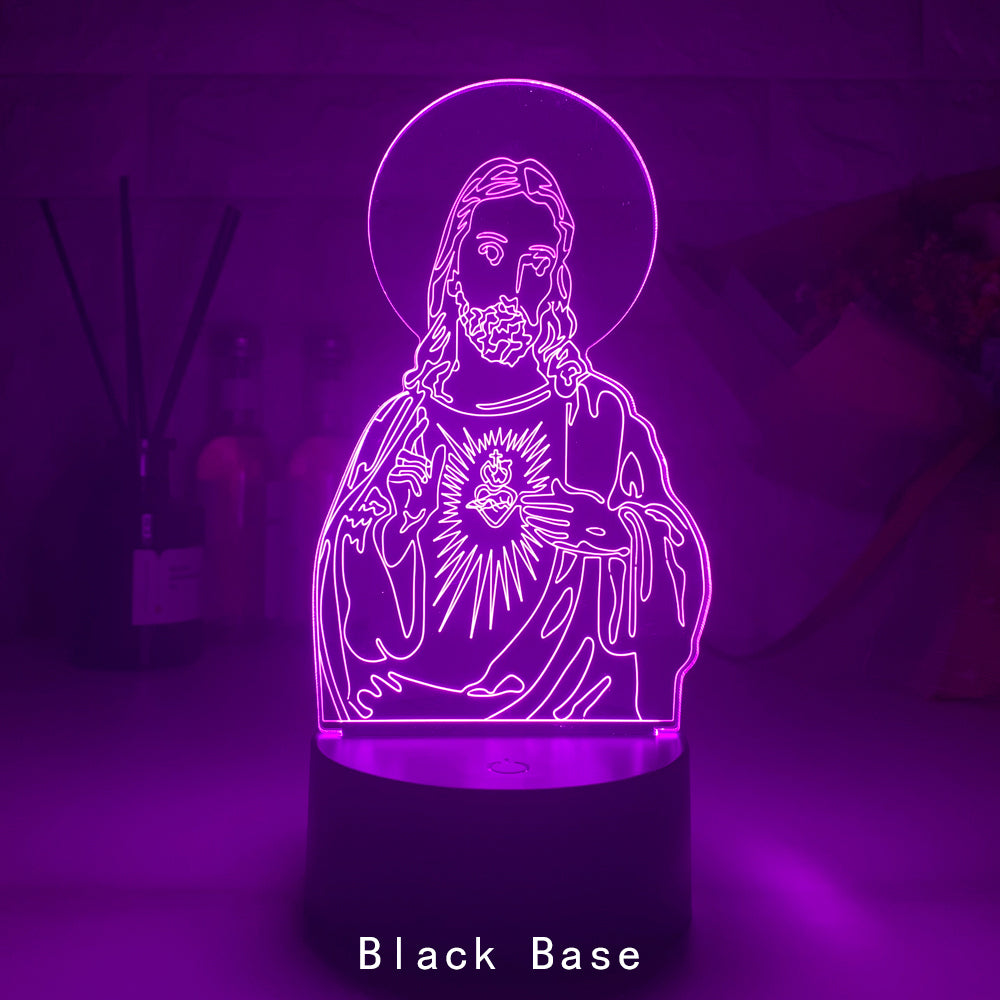 Mary and Jesus 3D LED night light glowing in soft color, faith home decor Main image