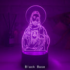 Mary and Jesus 3D LED night light glowing in soft color, faith home decor