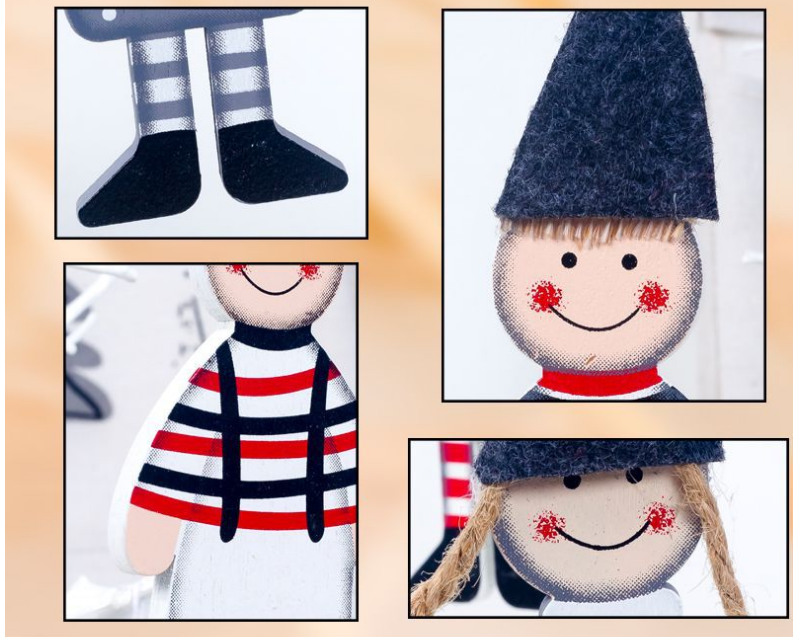 Festive wooden Christmas ornaments ready for home decoration