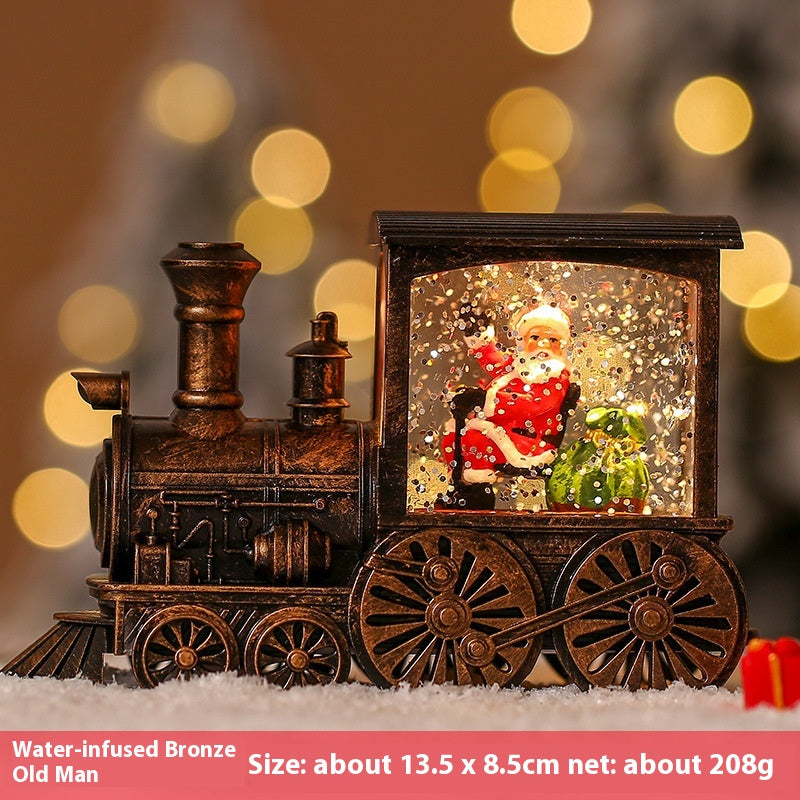 Christmas train decoration with semi-mechanical craftsmanship detail