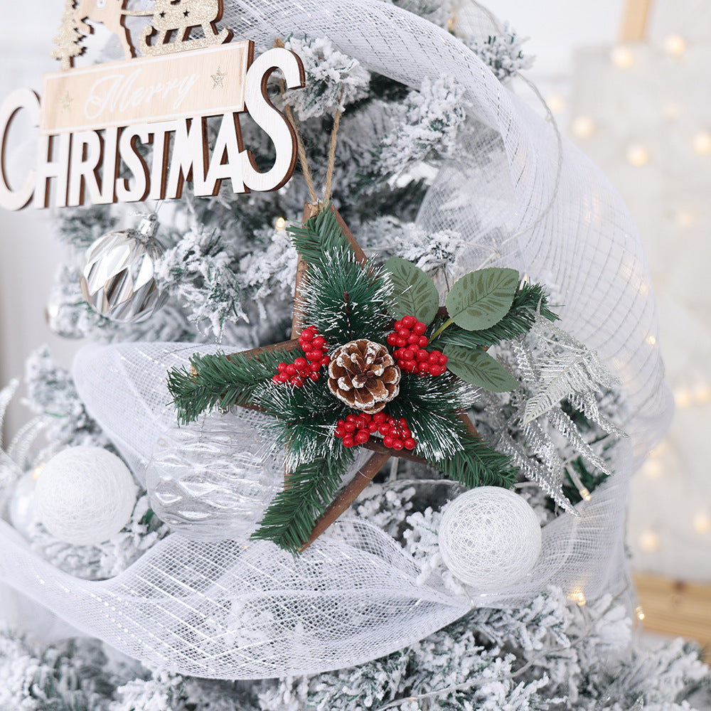 Christmas tree ornaments featuring a five-pointed star ornament in warm ambient lighting