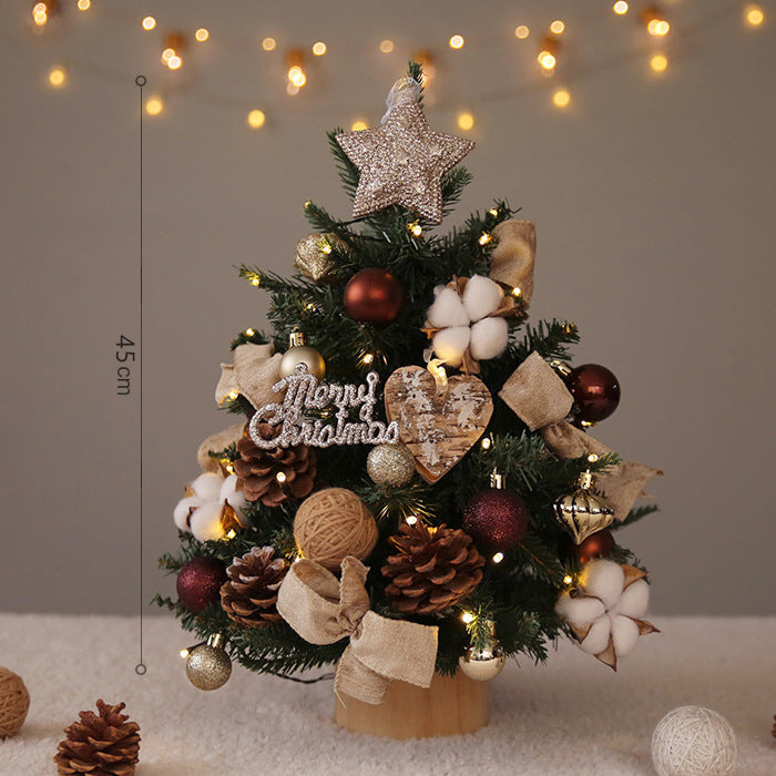 Red and white ball ornament style PE Christmas tree with warm glowing lights