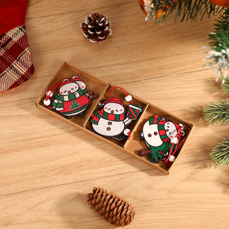 Set of 6 snowman Christmas tree decorations for festive holiday display