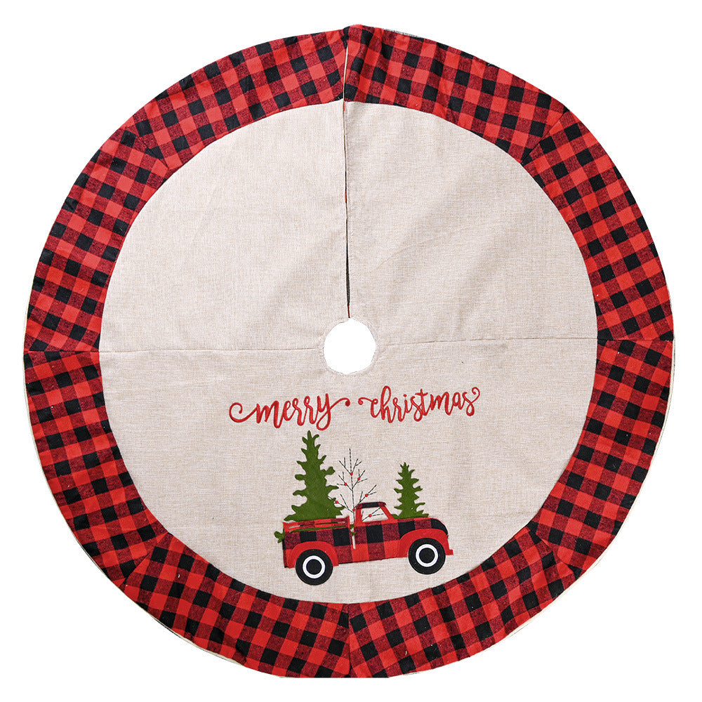 Christmas tree skirt detail showing quality machine stitching