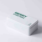 Stacked Christmas cookie tins in red, white, and green color options