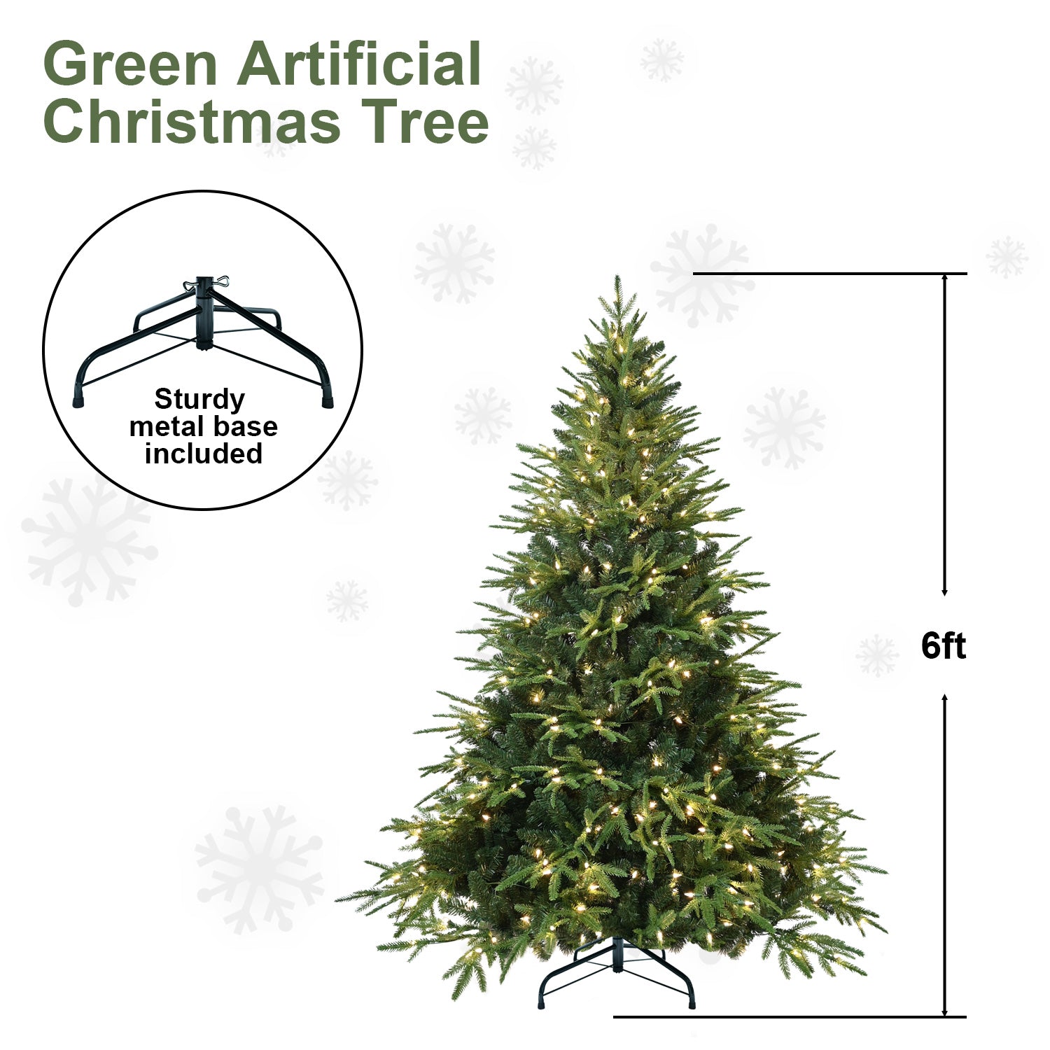 Multi-size Christmas tree comparison showing 6ft and 7.5ft options