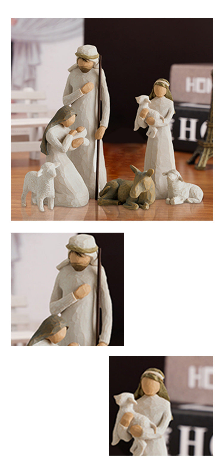 White resin Jesus ornament for tree display, product name with home decor keyword
