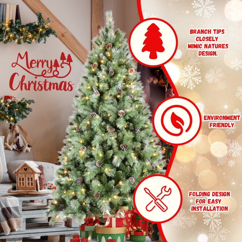Stacked Christmas trees in multiple sizes showing the range of heights available from 5ft to 9ft