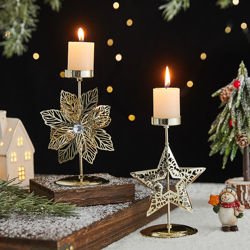 Romantic Wrought Iron Christmas Candlestick Decoration - Christian Home Decor