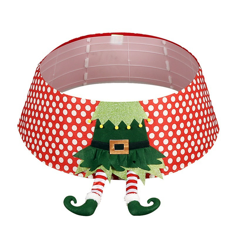 Christmas tree skirt with red and white polka dots for festive holiday traditions