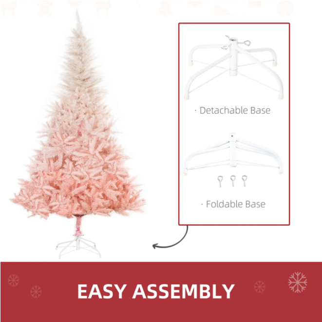 Close-up of pink and white PVC branches with 800 tree tips showing detail for holiday decorating