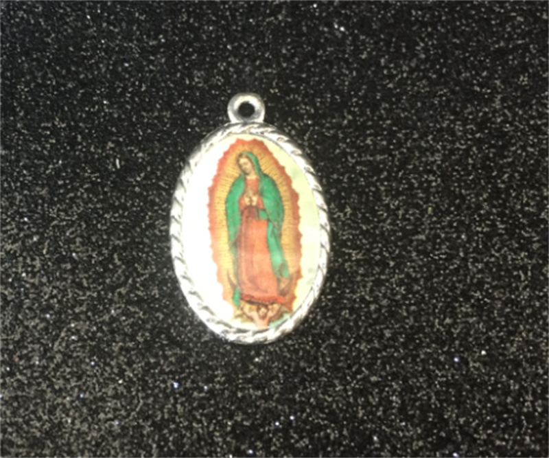 Holy Family Jesus Mary Joseph pendant necklace with print design feature