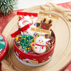 Red Christmas gift bags on display, festive supply for holiday cookie gifting