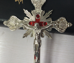 Silver baroque crucifix ornament for Christian home decor