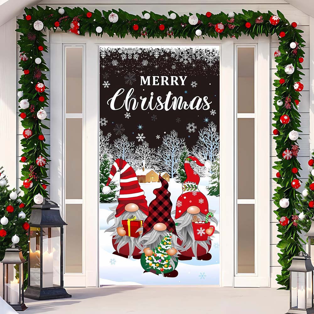 Geometric Christmas Door Curtain - Holiday Hanging Tapestry - Christian Home Decor