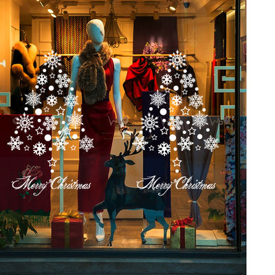 Snowflake wall sticker on smooth glass in cozy holiday setting