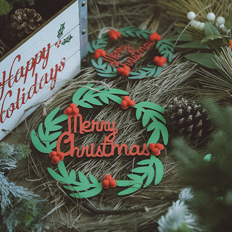 Handcrafted wooden pendant with green tones for holiday decor