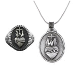 Zinc alloy sacred heart cross jewelry set in antique silver color