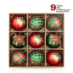 Colorful plastic Christmas ball decorations arranged for holiday display