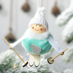 Close up view of velvet pompom doll ornament texture and craftsmanship