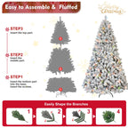 Set of four flocked Christmas trees in various heights for holiday display