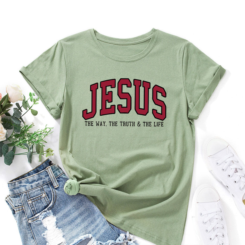 Women's Jesus Printed Loose Cotton T-Shirt Secondary image