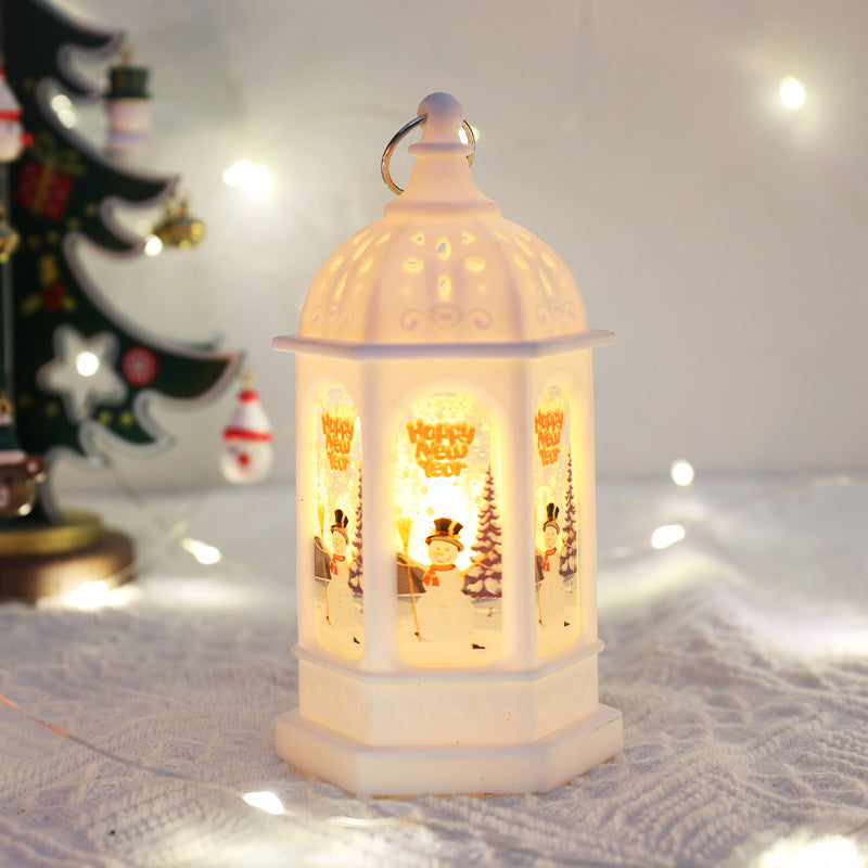 Hexagonal red old man Christmas night lamp ornament for holiday decor Main image