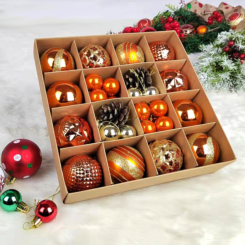 Assorted painted Christmas ball pendants in blue and white tones