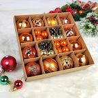 Assorted painted Christmas ball pendants in blue and white tones