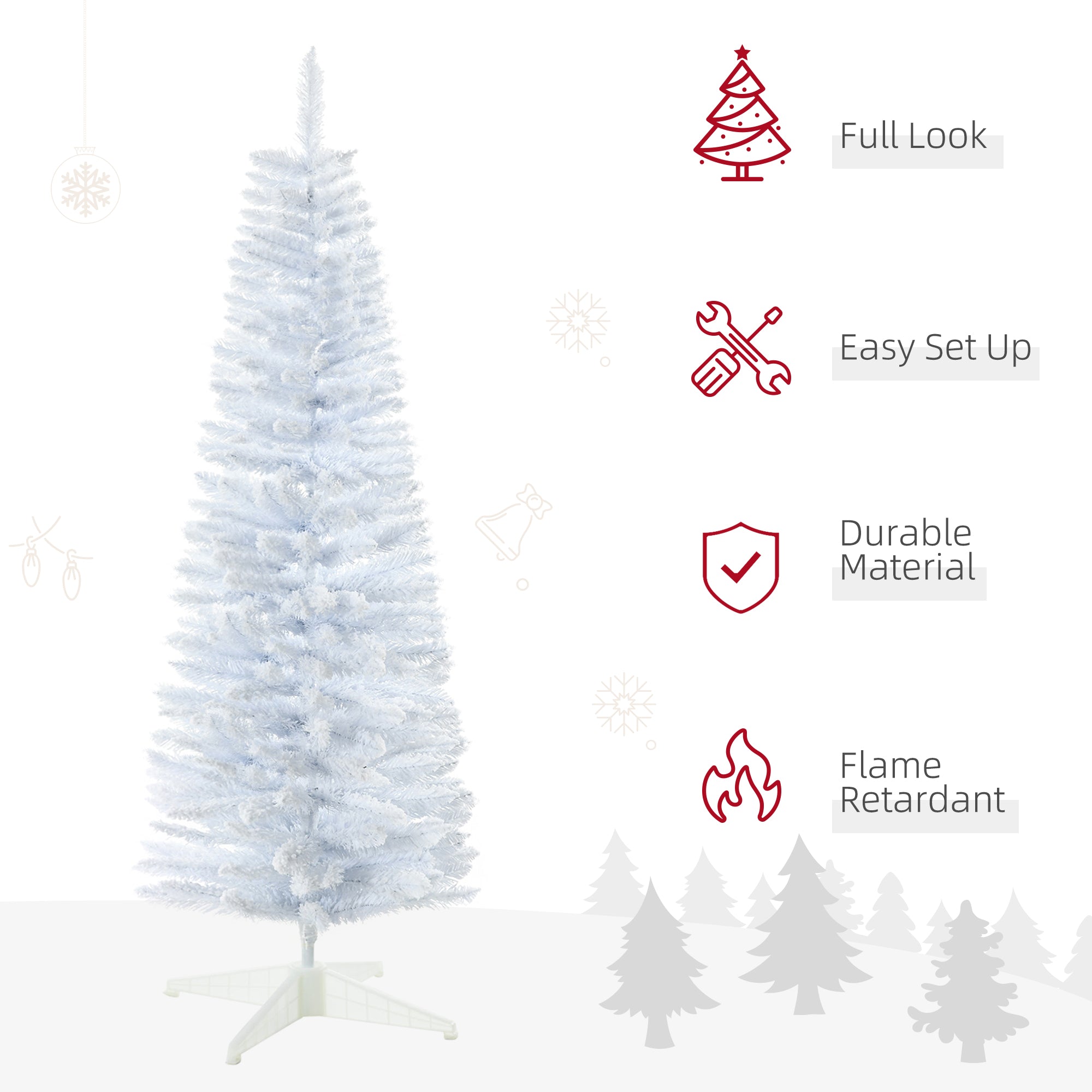 5' Snow Flocked White Pencil Christmas Tree - Indoor Holiday Secondary image