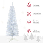 Close-up of flocked white branches showing realistic plastic needle texture and snowy detail