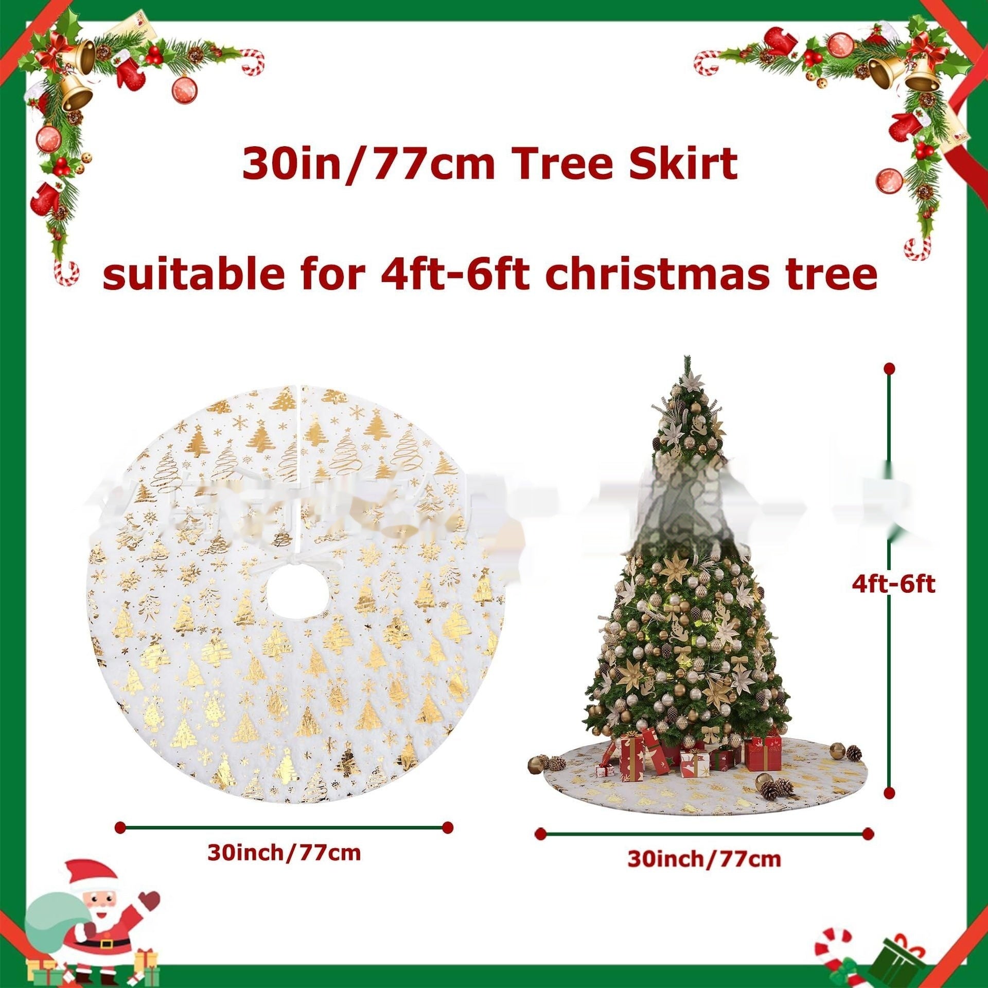 Soft plush Christmas tree style welcome mat with cozy winter decorations