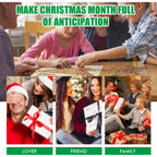 24-day Christmas countdown puzzle calendar with colorful assembled cardboard models on a festive surface