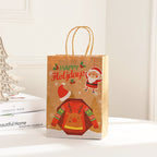 Festive kraft paper gift bag with elk and snowflake design for Christmas celebrations