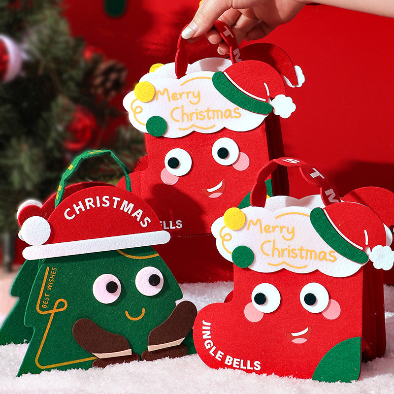 Holiday party favor bag in green felt material