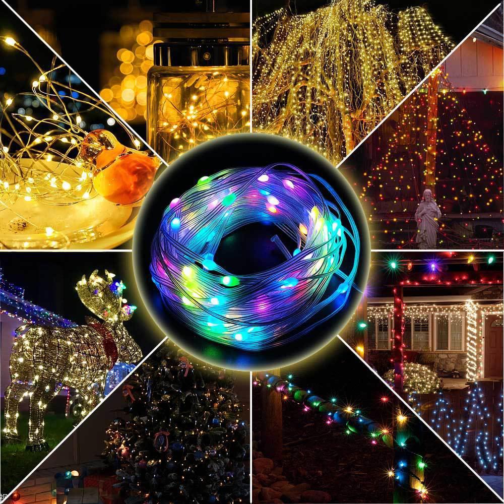 RGB multicolor Christmas tree light string with app control features