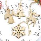 Six-piece Christmas pendant ornament set arranged in a decorative display