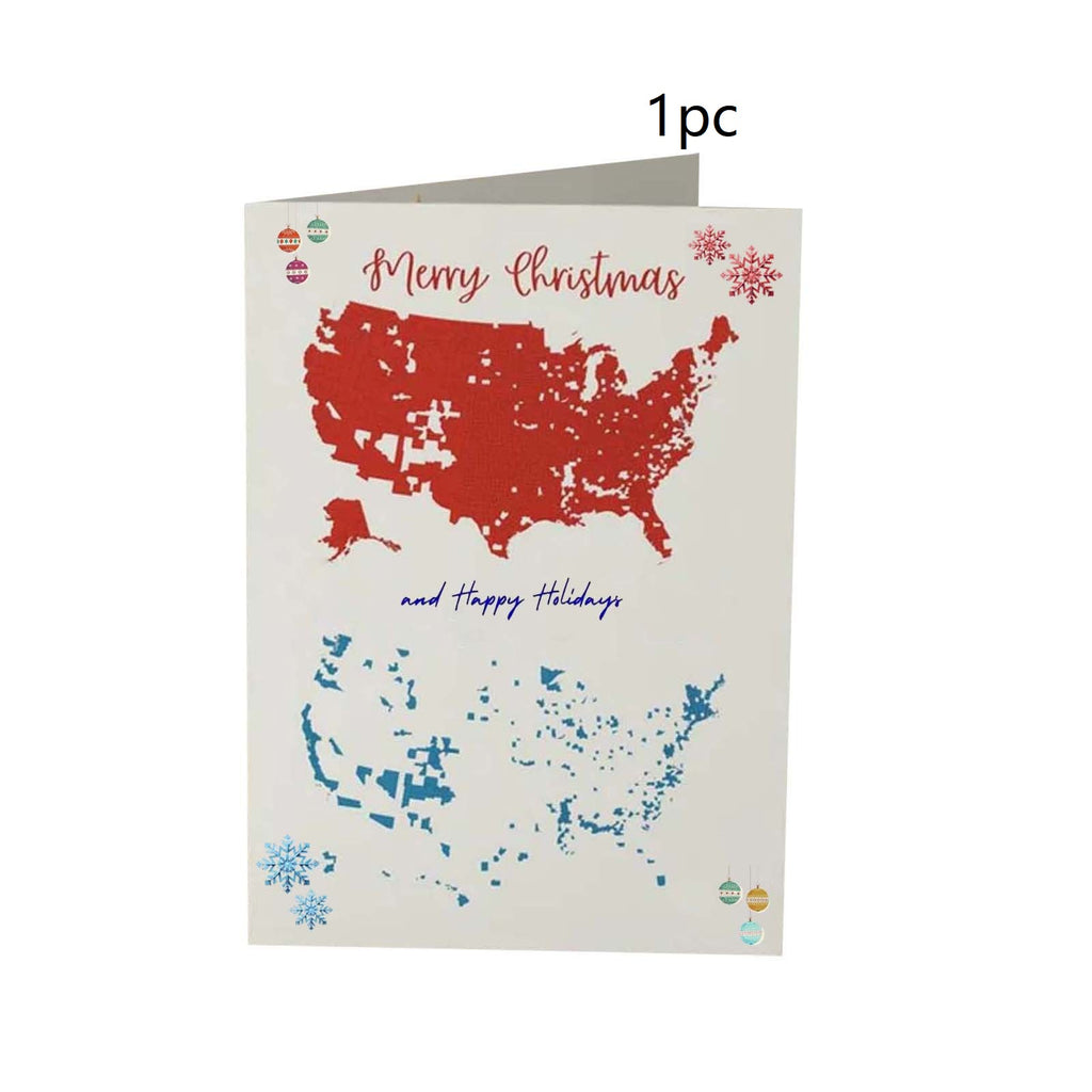 Merry Christmas American Card displayed with holiday decor
