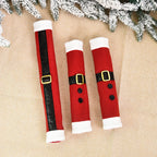 Christmas refrigerator handle cover showing soft flannelette fabric texture and cozy design