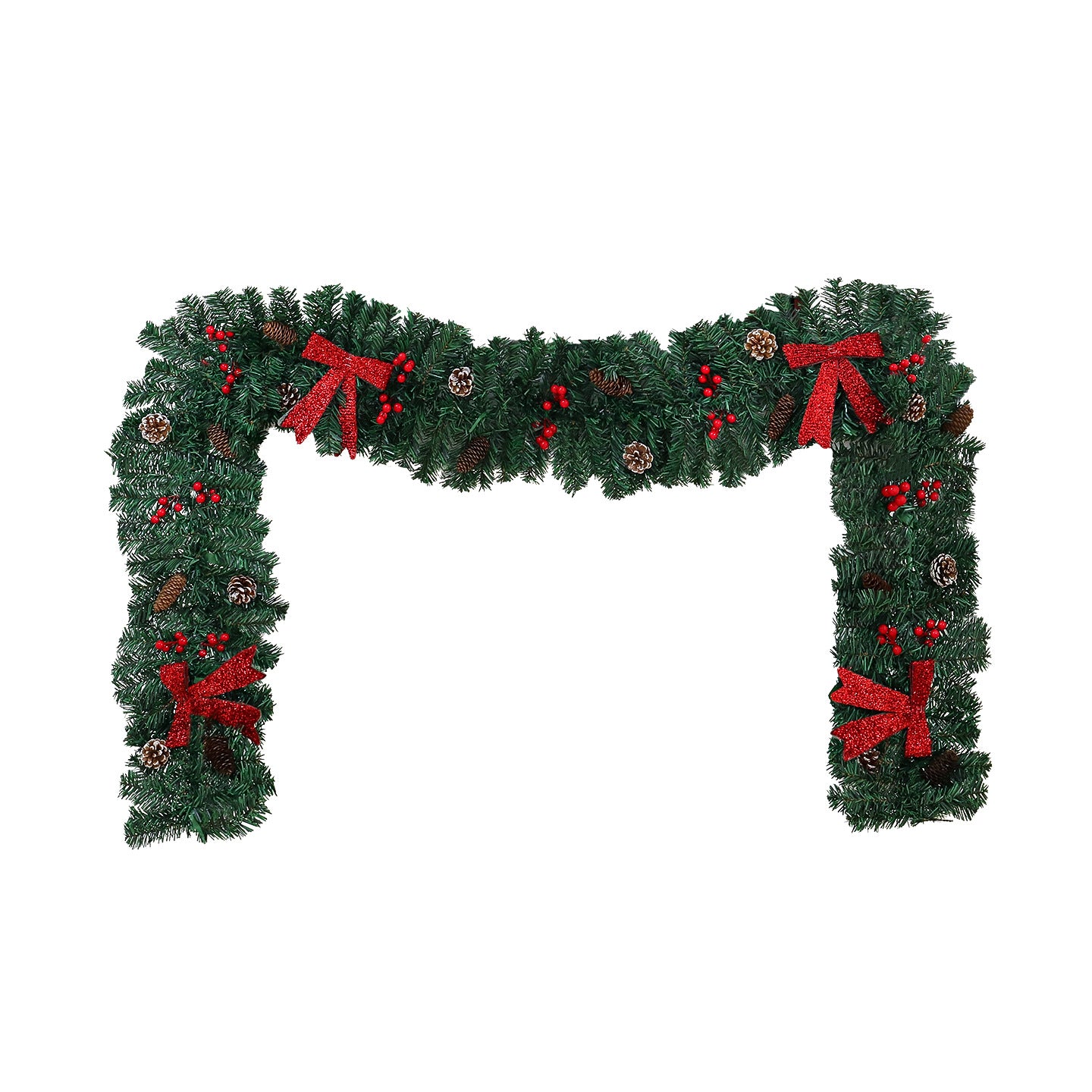 Colorful pine cone bow rattan Christmas decoration showcasing vibrant holiday color palette
